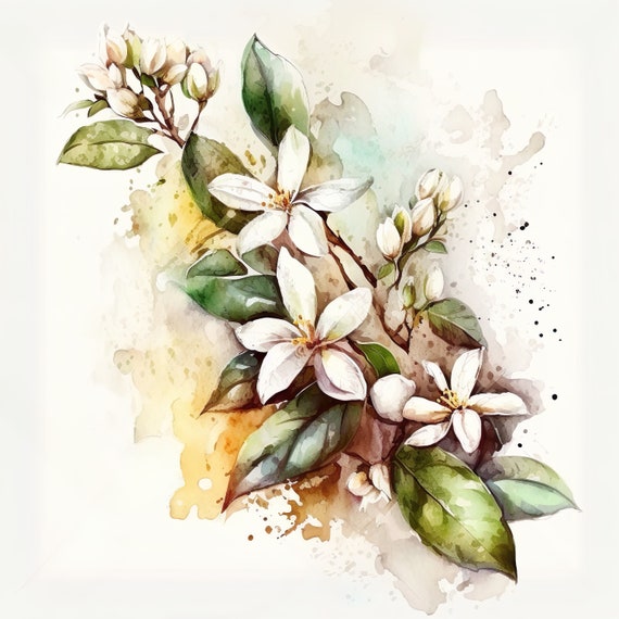 Jasmine Flower Paintings Jasmine Flowers Field, An Art Print By Astri