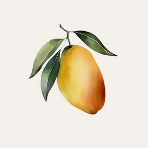 Mango Print | Watercolor | Minimalist | Digital Download | Digital Art | Fruit Art | Home Décor | Instant Printable