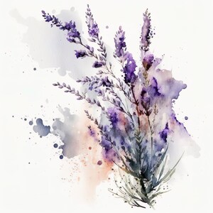 Lavender Print, Printable Wall Art, Watercolor Lavender Wall Decor, Flower Art Print, Instant Digital Download