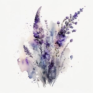 Lavender Print, Printable Wall Art, Watercolor Lavender Wall Decor, Flower Art Print, Instant Digital Download