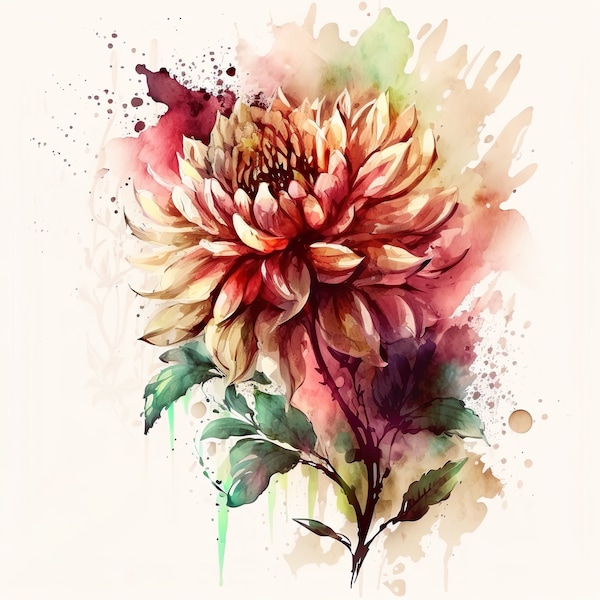 Dahlia Watercolor Etsy
