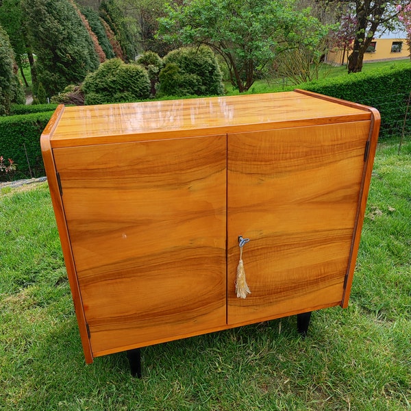 Mid-century Console Table/1970's Polished Furniture /Vintage Yugoslavian Cabinet/Retro Modern Sideboard/TV Stand/Drawer