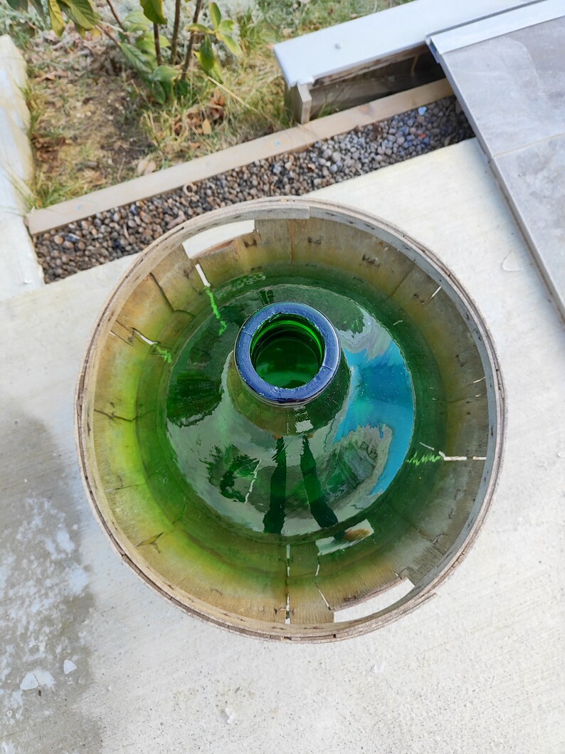 Vintage Green Large Glass Wine Bottle/54l XXL Demijone/garden Outdoor