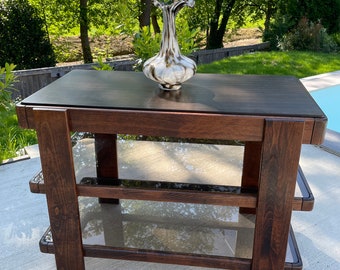 Mid-century Modern Meblo Table/Gianfranco Frattini for Casina/Smoked Glass Table/60s/Made in Yugoslavia/Retro table/TV stand