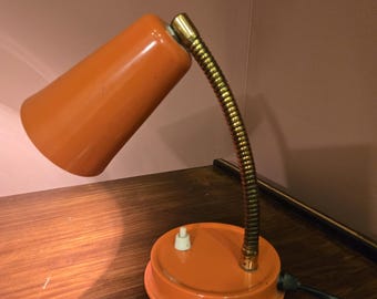 Vintage Orange Table Lamp/ Retro Lightning/ Adjustable Lamp/ Desk Lamp/ Mid Century/ 70s /Yugoslavia
