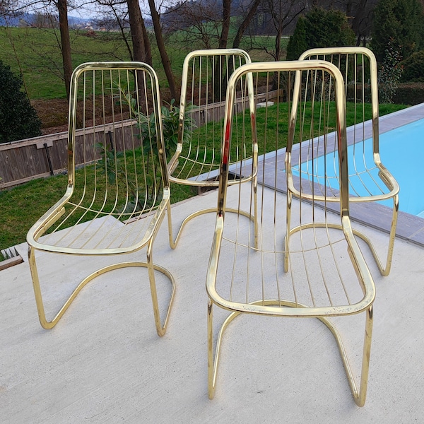 Vintage MCM Golden Chrome Plated Dining Chairs/ Gastone Rinaldi / 1 of 5 /Vintage Gold Dining Chairs / 1970s/ Italian Design