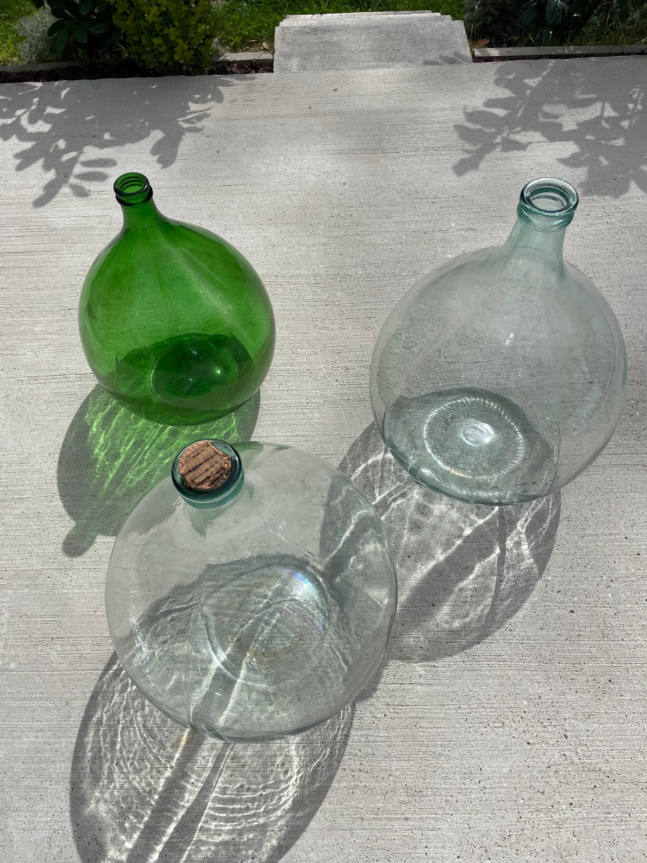 Set of Three Vintage Large Glass Wine Bottle/54l XXL Demijone