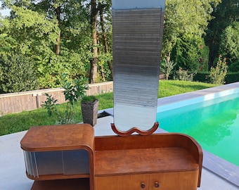 Art Deco sideboard with mirror/retro side table/vintage console cabinet/1960s/Retro Modern Sideboard Made in Yugoslavia in 1960s