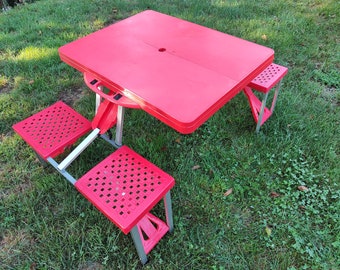 Vintage Foldable Portable Picnic Table/Picnic table/Retro camping table