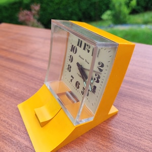 1970s Alarm Clock, Made in Yugoslavia / 70s Space Age Table Clock / Mechanical Retro Orange Clock