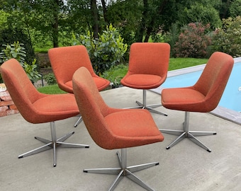 1 of 5 Retro Pattern Swivel Office Chair / Made in Yugoslavia / Stol Kamnik / Room / Vintage design Niko Kralj era / Egg style chairs
