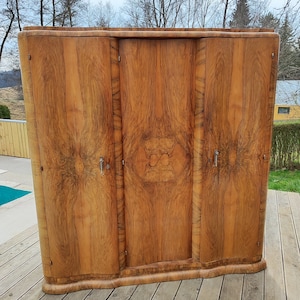 Art Deco Wardrobe/Three Door  Wardrobe/Vintage Wardrobe/30s/Made in Yugoslavia/Vintage closet/Old Wardrobe
