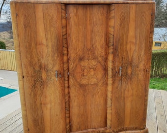 Art Deco Wardrobe/Three Door  Wardrobe/Vintage Wardrobe/30s/Made in Yugoslavia/Vintage closet/Old Wardrobe