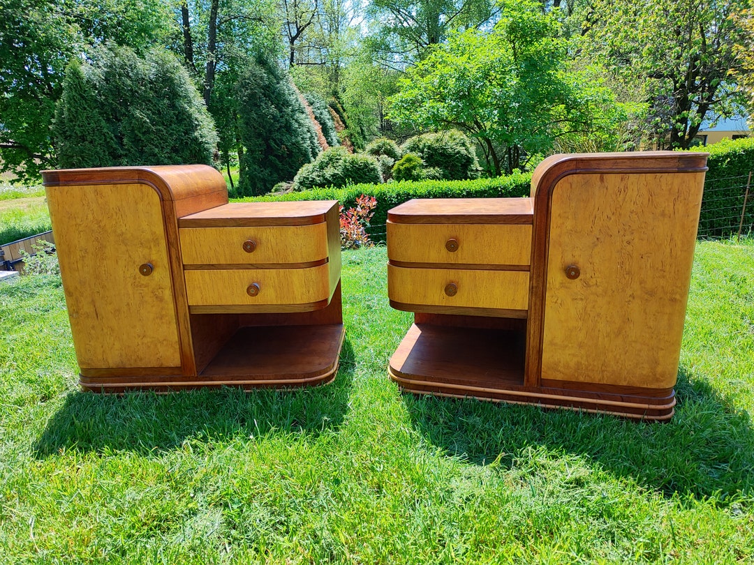 Pair of Beautiful Art Deco Nightstands / Antique Bedside Etsy