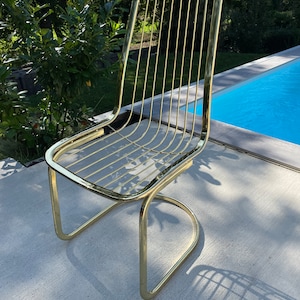 Vintage MCM Golden Chrome Plated Dining Chair/ Gastone Rinaldi /1 Chair /Vintage Gold Dining Chair / 1970s/ Italian Design/Design Chair