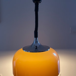 Retro Adjustable Guzzini Ceiling Light / Brown Pendant Light / Space Age Lamp / 70&#39;s / Retro / Meblo Guzzini / Made in Yugoslavia