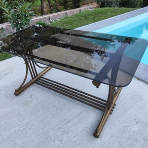 Brass coffee table by/1970s/brass coffee table/large brass coffee table/hollywood regency/coffee table