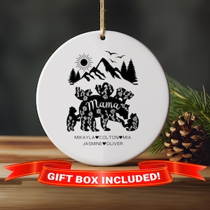 Mama Bear Ornament, Mama Bear Gifts, Personalized Mama Bear Christmas Ornament from Kids, Ornament with Kids Names, Gift for Mama Bear