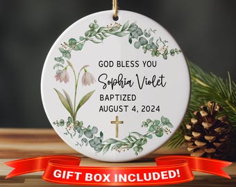 Baptism Ornament, Baptism Gift for Goddaughter, Baptism Gift Girl, Personalized Baptism Christmas Ornament for Girl, Christening Gifts