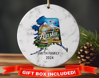 Personalized Alaska Christmas Ornament - Custom Vacation Souvenir for Holiday Tree Decoration Gift
