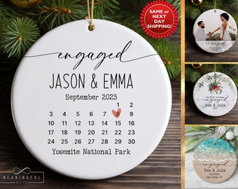 Engagement Ornament Calendar,Engagement Gifts for Couple, Custom Just Engaged Ornament, Fiance Christmas Gift, Engagement Christmas Ornament