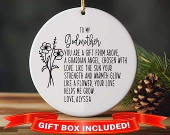 Personalized Godmother Christmas Ornament: Printed Gift