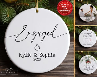 Custom Engagement Ornament, Engagement Gifts for Couple, Engagement Christmas Ornament,Lesbian Engagement Gift,Engaged Ornament Personalized