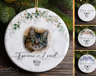 Cat Memorial Photo Ornament, Custom Cat Portrait, Cat Memorial Gift, Custom Cat Ornament, Cat Remembrance Gift, Personalized Cat Loss Gift