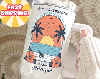 Vaso de jubilación personalizado: 40 oz, regalo divertido de acero inoxidable para maestros, enfermeras y jefes.