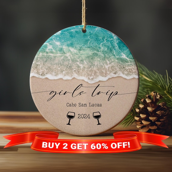 Personalized Girls Trip Christmas Ornament: Custom Weekend Getaway Gift