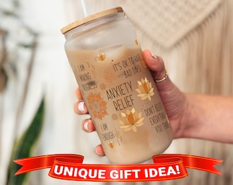 Anxiety Cup, Anxiety Relief, Encouragement Gift, Anxiety Tumbler, Anxiety Mug, Anti Anxiety Gift, Anxiety Relief Gift, Anxiety Glass Tumbler