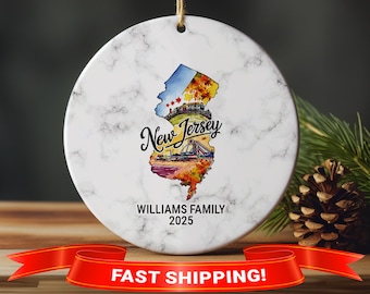 New Jersey Ornament, Custom Jersey Shore Souvenir Gifts, Atlantic City Keepsake for Family