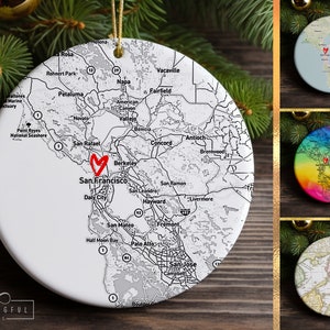 Personalized Map Ornament, Custom Map Ornament, Travel Theme Gift, Christmas Ornament Map, Christmas Gift for Traveler, Trip Keepsake