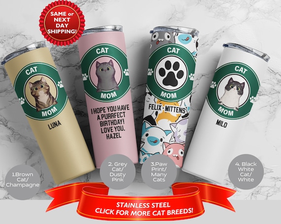 Tumbler Cat Themed Products Personalized Cat Mom Tumbler, Cat Mom