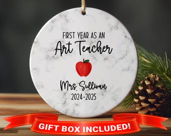 Art Teacher Ornament, Art Teacher Gift, Personalized Art Teacher Christmas Ornament, First Year as Art Teacher, Custom Gift for Art Teacher