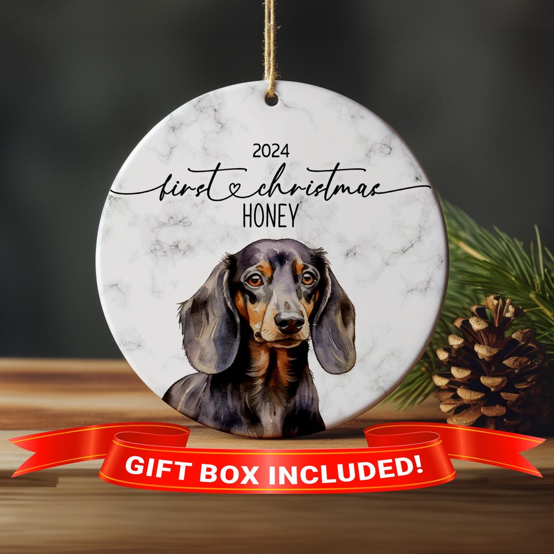 Sausage Dog Ornament, Sausage Dog Gifts, Black Dachshund First — free download