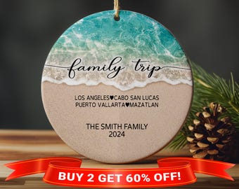 Personalized Beach Family Vacation Ornament: Custom Name Trip Keepsake
