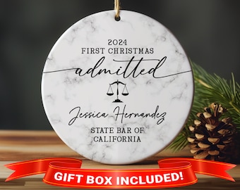 Personalized Lawyer Christmas Ornament: Custom Bar Exam Passing Gift