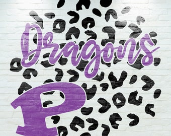 Pittsburg High School Purple Dragons Cheetah Print