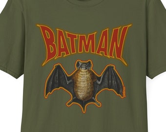 Vintage Style Batman Tshirt, Bat shirt, Bat Art Graphic Tee, Science Teacher, Halloween Tshirt, Vintage Witchy Vampire Bats, Spooky Wildlife