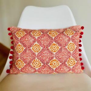 Red and Orange ILiv Batik print Rectangle Cushion Cover