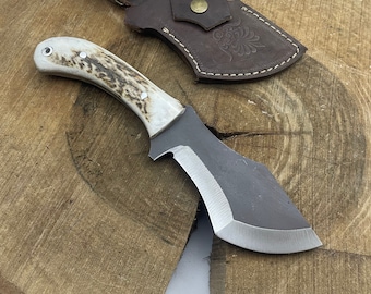 Handmade Stag Antler Tracker Knife with Sheath Full Tang Knives Men Custom Gifts For Men Birthday Gifts For Boyfriend Edc Knive Fixed Blade