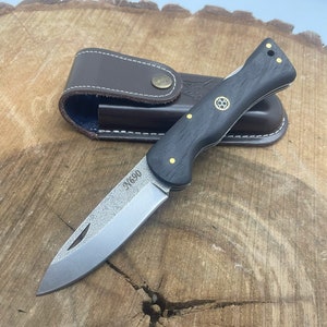 Handmade N690 Steel Custom Engraved Pocket Knife With Case Tactical Knives Personalized Folding Knife Groomsmen Gifts for Men Knives Men image 1