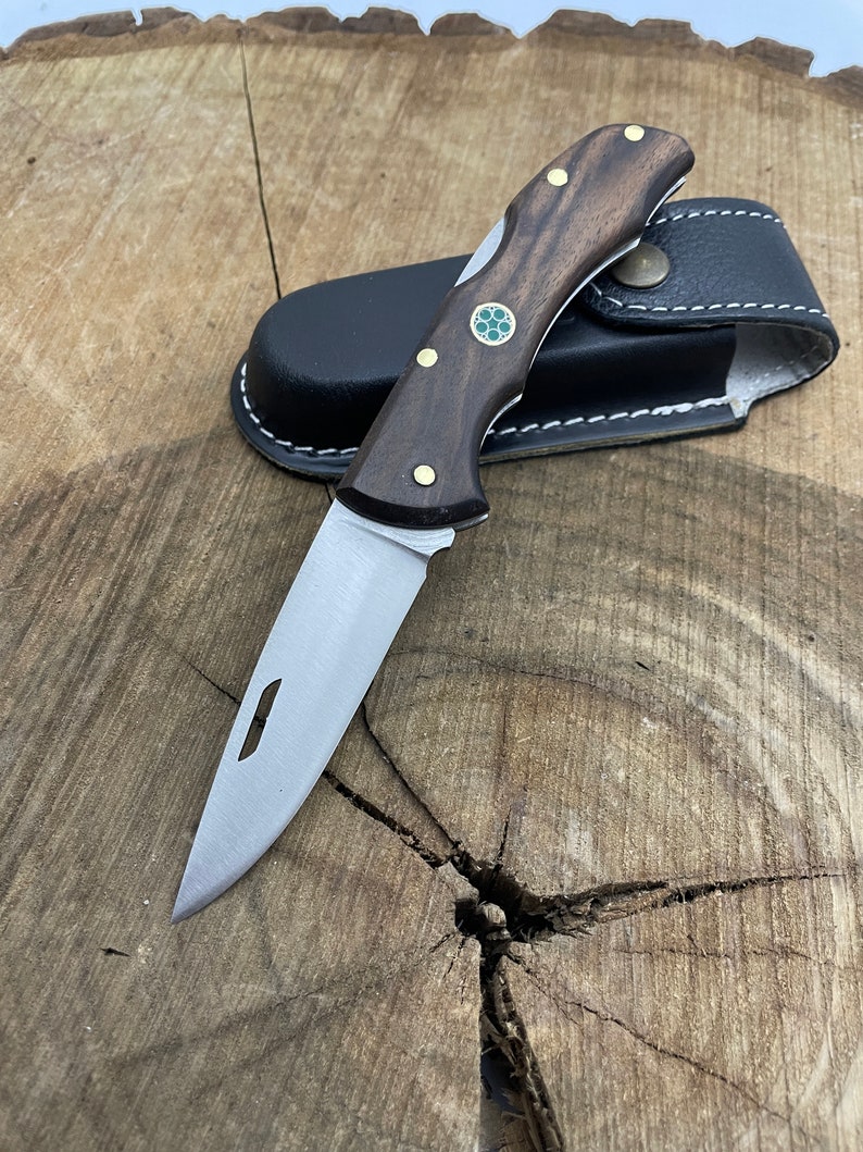 Handmade Folding Knive With Case Custom Pocket Knife Lock Back Survival Knife Tactical Knife Edc Knife Custom Gifts for Boyfried Razor Sharp walnut