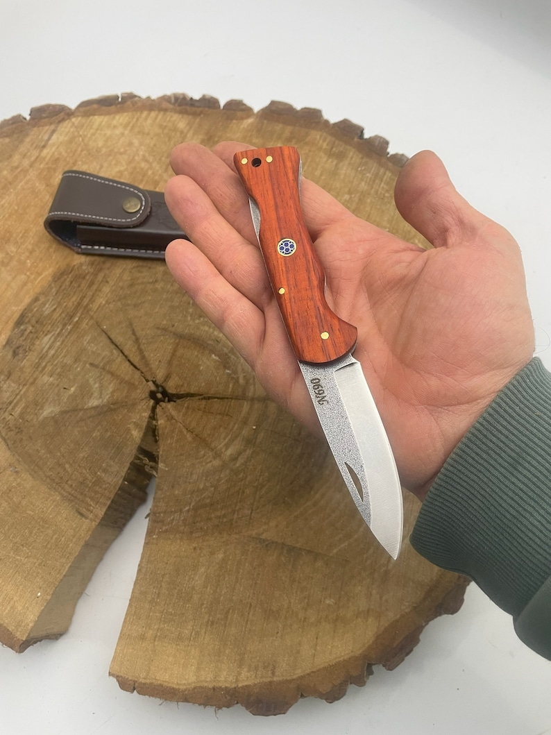 Handmade N690 Steel Custom Engraved Pocket Knife With Case Tactical Knives Personalized Folding Knife Groomsmen Gifts for Men Knives Men image 7