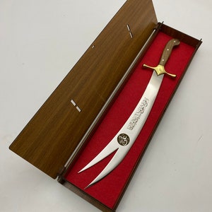 Handmade Mini Desktop Zulfiqar Sword Hz Ali Sword Custom Gifts For Brother Gifts For Muslim Arabic Sword Medieval İtems Gift for Man Bild 1