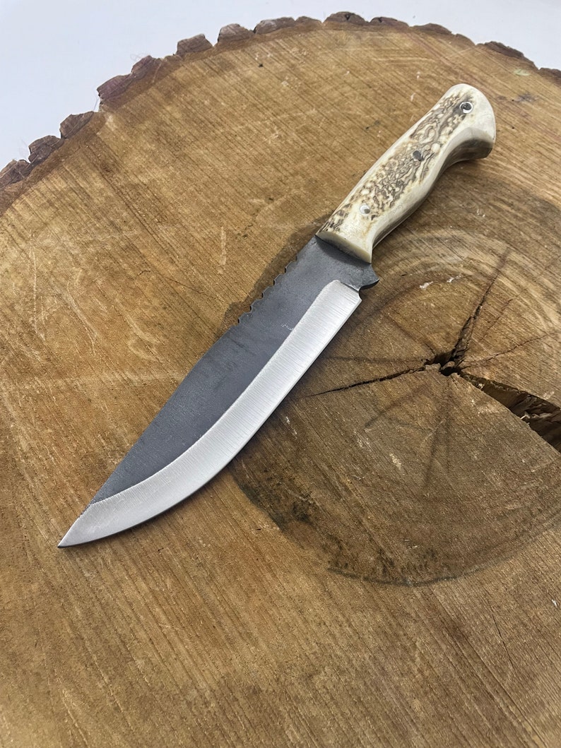 30 cm Handmade Stag Antler Handle Bushcraft Knife Custom Hunter Gifts Hunting Knives Men Full Tang Blade Outdoor Knife Gifts for Him image 3