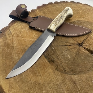 30 cm Handmade Stag Antler Handle Bushcraft Knife Custom Hunter Gifts Hunting Knives Men Full Tang Blade Outdoor Knife Gifts for Him image 2