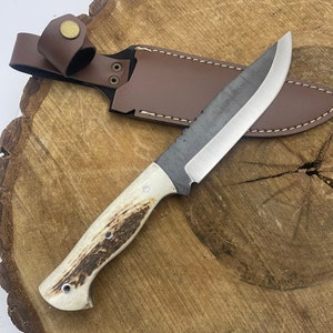 30 cm Handmade Stag Antler Handle Bushcraft Knife Custom Hunter Gifts Hunting Knives Men Full Tang Blade Outdoor Knife Gifts for Him image 4