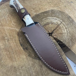 30 cm Handmade Stag Antler Handle Bushcraft Knife Custom Hunter Gifts Hunting Knives Men Full Tang Blade Outdoor Knife Gifts for Him image 9